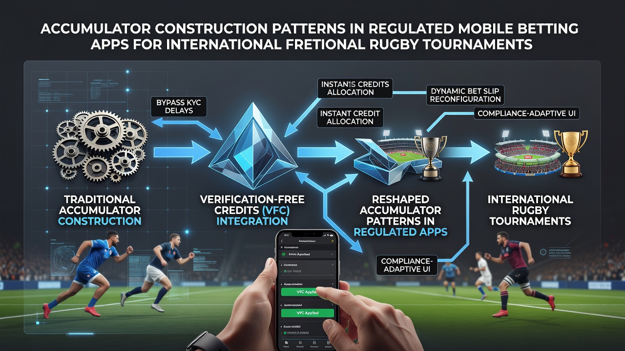 Regulierte mobile App-Oberfläche zeigt Akkumulator-Wettoptionen für internationale Rugby-Turniere mit verifizierungsfreien Guthaben