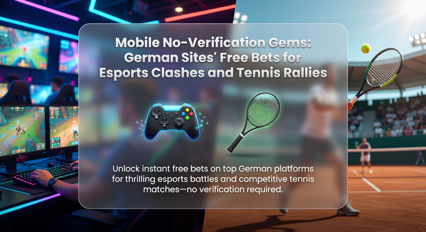 Tennis-Spieler in einem intensiven Rallye-Match, neben einem Mobile-Screen mit Free-Bet-Optionen auf einer deutschen Wettseite