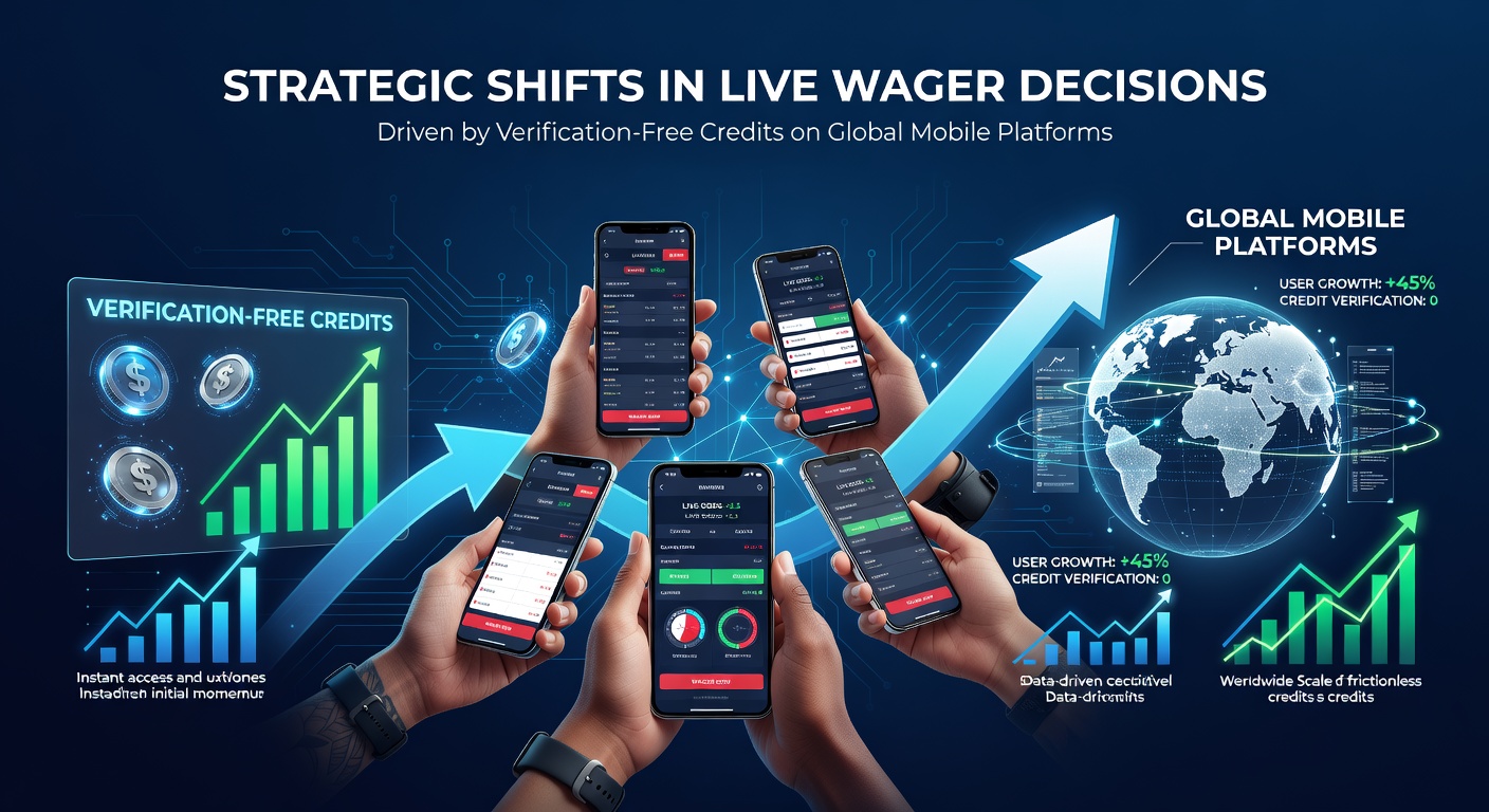 Illustration zu strategischen Veränderungen in Live-Wetten durch verifizierungsfreie Guthaben auf globalen mobilen Plattformen